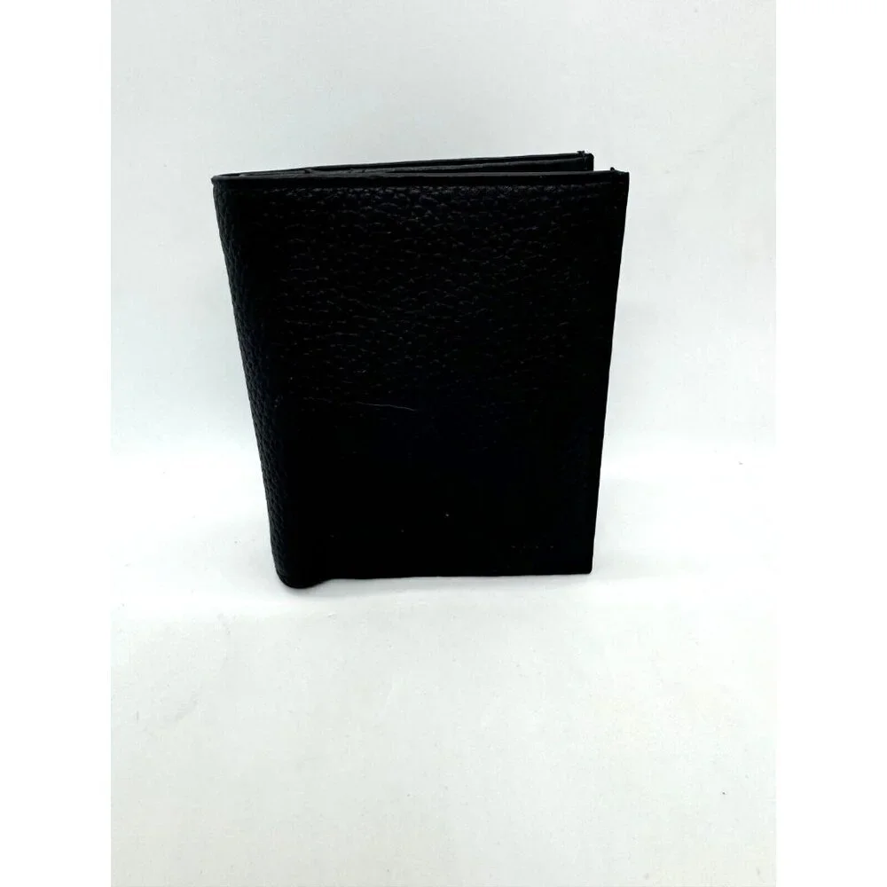 DKNY pebbled faux-leather foldable men's wallet cardcase RFID- Black/Dark navy